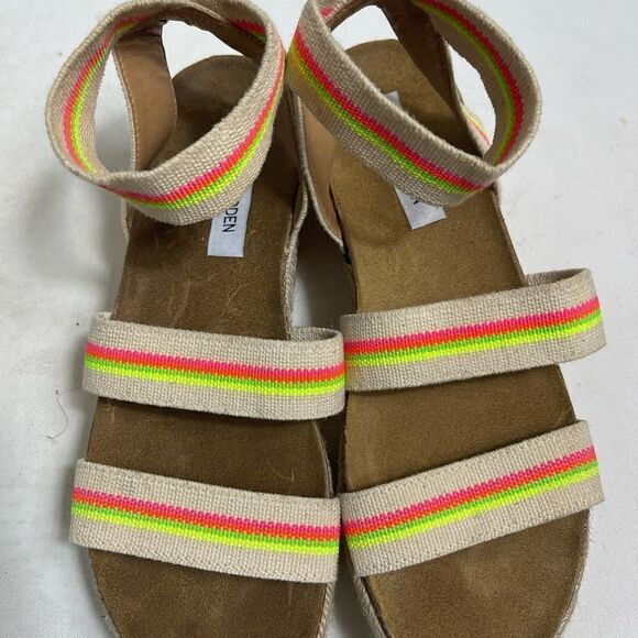 Steve Madden platform espadrilles ankle bright multi color strap sandals… - Picture 2 of 13